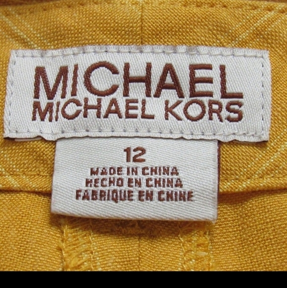 Michael Kors Yellow Stripe Leg Linen Pants 32" Women's - Picture 8 of 11